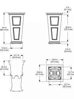 Fairfield Self-Watering Tall Patio Planters, 34” -Garden Care Shop 8600109 11V tif