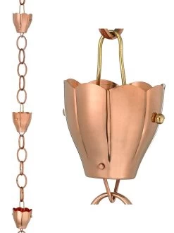 Garden Care Shop -Garden Care Shop 8600207 03v crocus solid copper rain chain 8 foot copper
