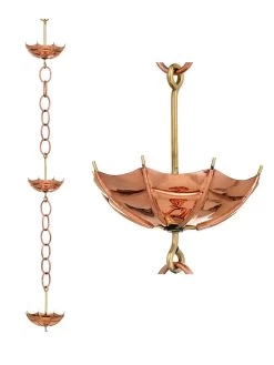Umbrella Pure Copper Rain Chain, 8.5' 7 Umbrella Pure Copper Rain Chain, 8.5' -Garden Care Shop 8600208 03v