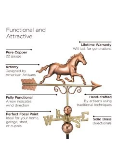 Galloping Horse Copper Weathervane -Garden Care Shop 8600346 03v