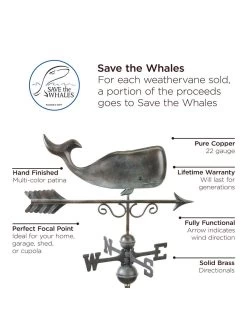 Save The Whales™ Copper Weathervane -Garden Care Shop 8600371 01v