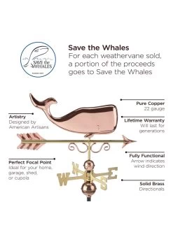 Save The Whales™ Copper Weathervane -Garden Care Shop 8600371 04v