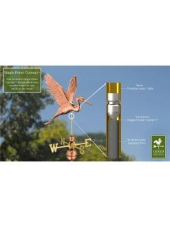 Graceful Blue Heron Copper Weathervane -Garden Care Shop 8600374 02v