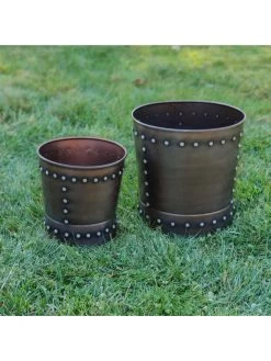 Riveted Planters, Set Of 2 -Garden Care Shop 8610032 01v