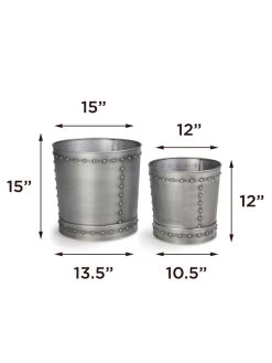 Riveted Planters, Set Of 2 -Garden Care Shop 8610081 08v