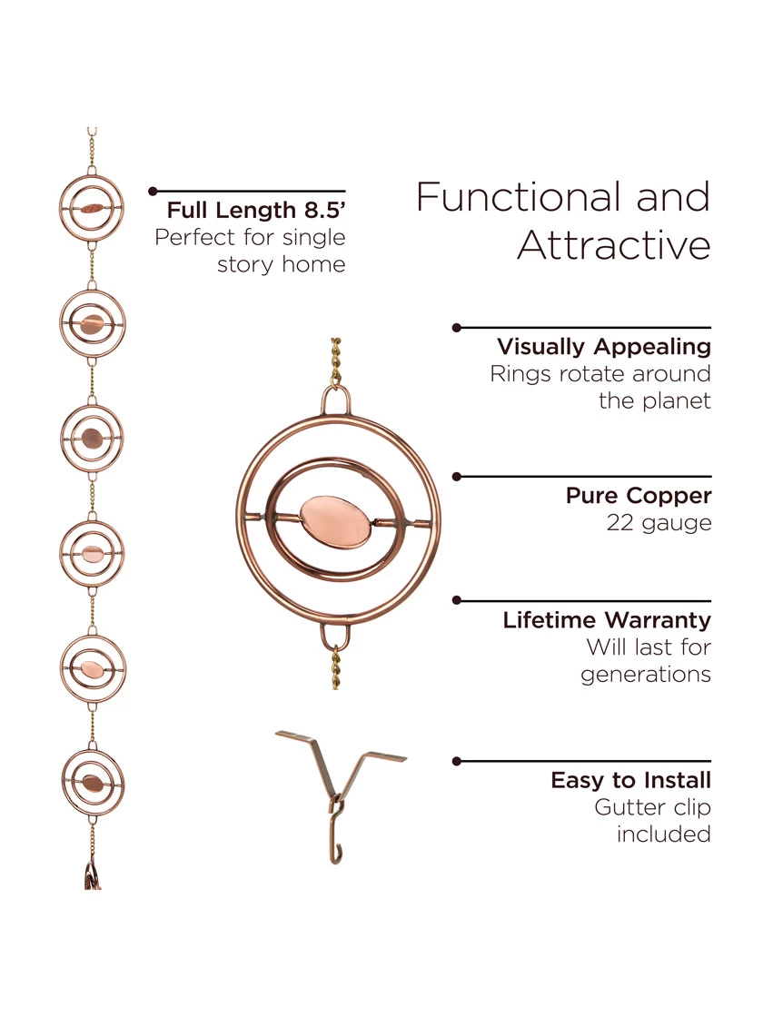 Stellar Copper Rain Chain, 8.5ft 5 Stellar Copper Rain Chain, 8.5ft - Image 3