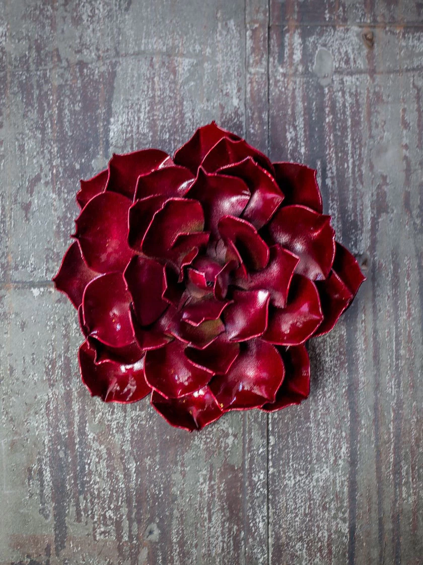 Desert Steel Ruby Rose Succulent Sculpture, Small 3 Desert Steel Ruby Rose Succulent Sculpture, Small