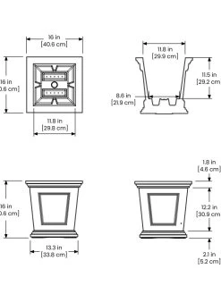 Fairfield Self-Watering Square Planter, 16” X 16” -Garden Care Shop 8611695 19V tif
