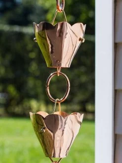 Tulip Pure Copper Rain Chain, 8.5' -Garden Care Shop 8612740 02v