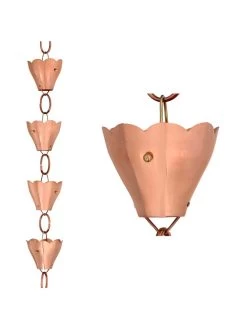 Tulip Pure Copper Rain Chain, 8.5' -Garden Care Shop 8612740 03v