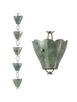 Tulip Pure Copper Rain Chain, 8.5' -Garden Care Shop 8612740 06v